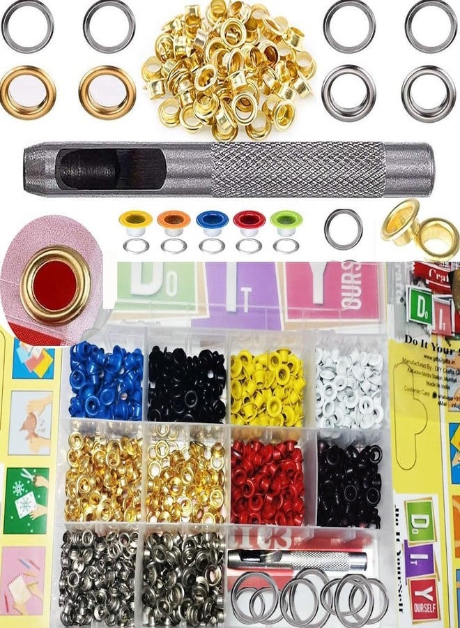 دي آي واي كرافتس مجموعة أدوات DIY Craft 500، حلقات معدنية قديمة/فضية، مجموعة أدوات حلقات معدنية مقاس 1/4 بوصة، مثقب ثقوب جلدية، مجموعة حلقات معدنية مع حلقات معدنية ذهبية وفضية للجلد والأحذية والأقمشة والأحزمة (500) - Image 5